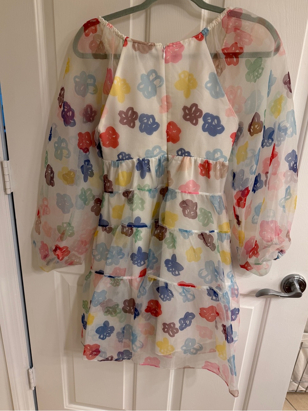 STAUD White Floral Multicolor Tiered Mini Dress - Picture 3 of 8